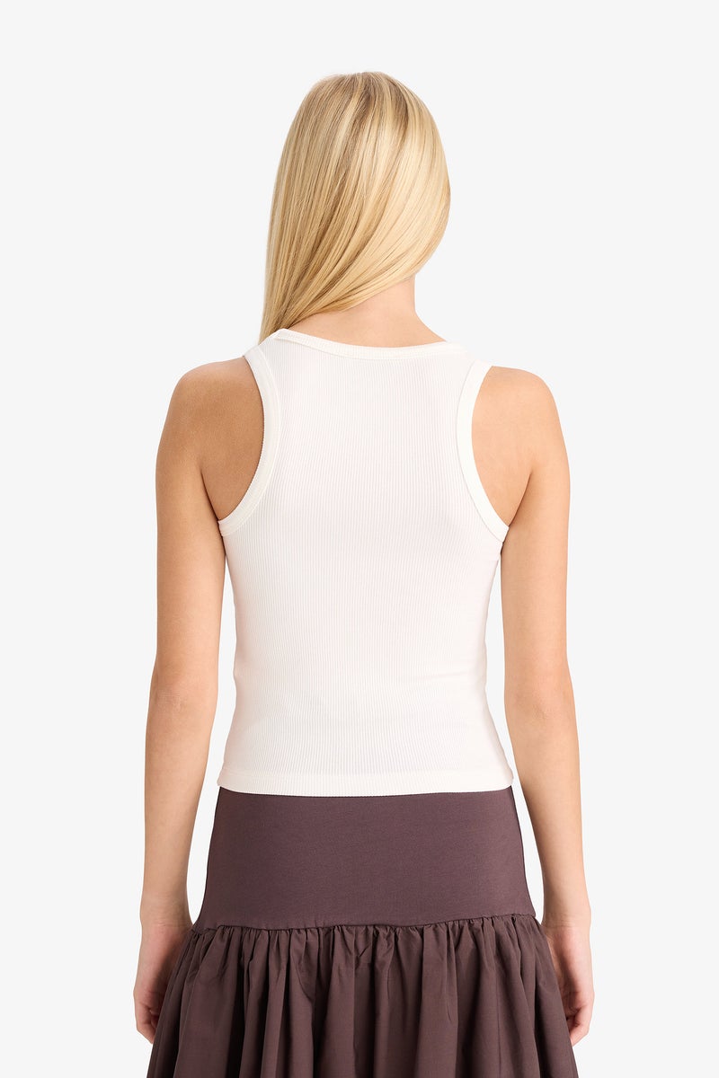DeFacto White Woman Slim Fit Camisole Square Collar Tank Top Casual - Image 5